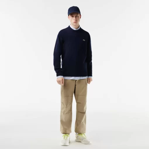 Pull A Col Rond En Laine Unie | Lacoste Online