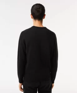 Pull A Col Rond En Laine Unie | Lacoste Cheap