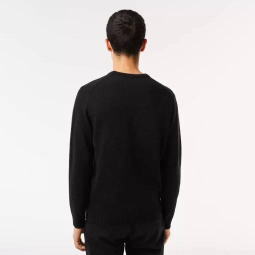 Pull A Col Rond En Laine Unie | Lacoste Cheap