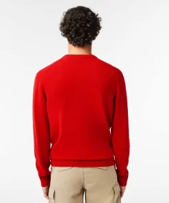 Pull A Col Rond En Laine Unie | Lacoste Hot