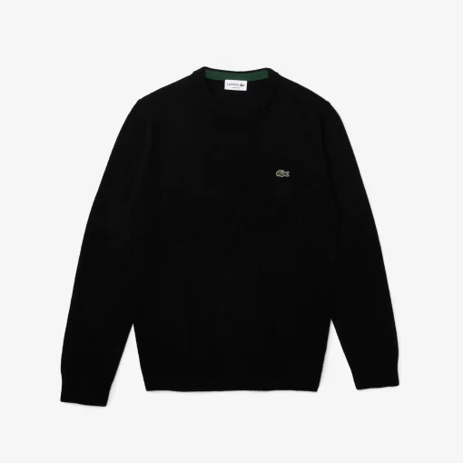 Pull A Col Rond En Laine Unie | Lacoste Cheap