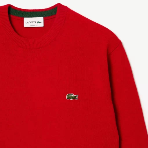 Pull A Col Rond En Laine Unie | Lacoste Hot