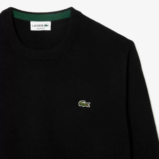 Pull A Col Rond En Laine Unie | Lacoste Cheap