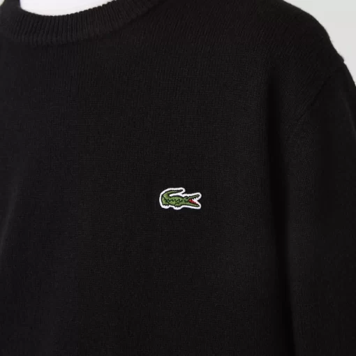 Pull A Col Rond En Laine Unie | Lacoste Cheap