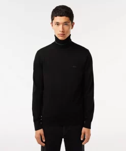 Pull A Col Roule En Laine Merinos Unie | Lacoste Best