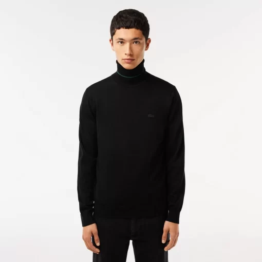 Pull A Col Roule En Laine Merinos Unie | Lacoste Best