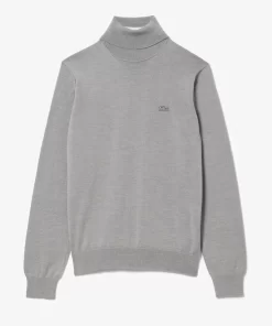 Pull A Col Roule En Laine Merinos Unie | Lacoste New