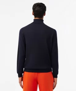 Pull A Col Roule En Laine Merinos Unie | Lacoste Shop