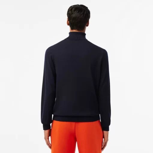 Pull A Col Roule En Laine Merinos Unie | Lacoste Shop