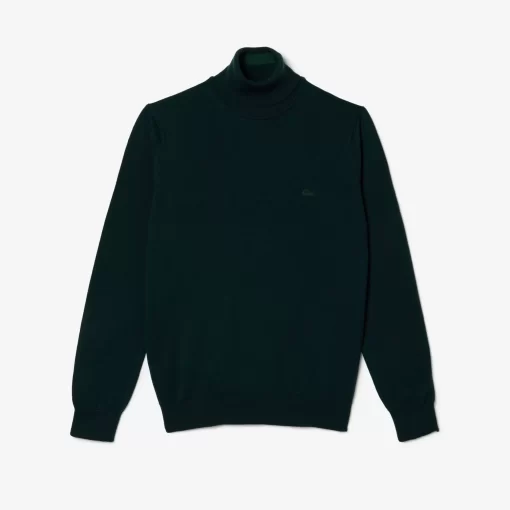 Pull A Col Roule En Laine Merinos Unie | Lacoste Best