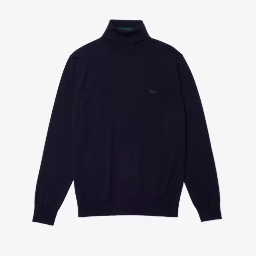 Pull A Col Roule En Laine Merinos Unie | Lacoste Shop