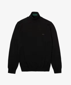 Pull A Col Roule En Laine Merinos Unie | Lacoste Best