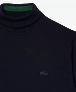 Pull A Col Roule En Laine Merinos Unie | Lacoste Shop