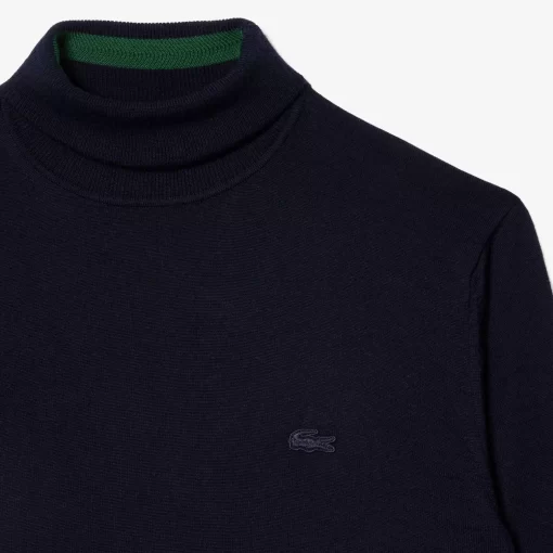 Pull A Col Roule En Laine Merinos Unie | Lacoste Shop