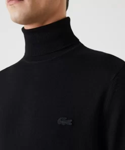 Pull A Col Roule En Laine Merinos Unie | Lacoste Best