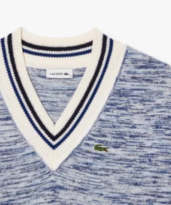 Pull A Col V Contraste Raye En Alpaga | Lacoste Flash Sale