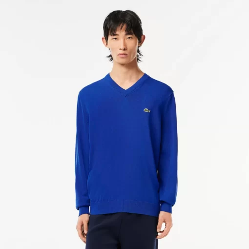 Pull A Col V En Coton Biologique Uni | Lacoste Store