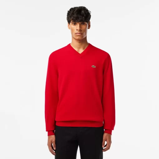 Pull A Col V En Coton Biologique Uni | Lacoste Sale