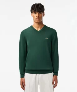 Pull A Col V En Coton Biologique Uni | Lacoste Fashion