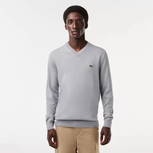 Pull A Col V En Coton Biologique Uni | Lacoste Cheap