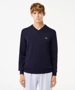 Pull A Col V En Coton Biologique Uni | Lacoste Cheap