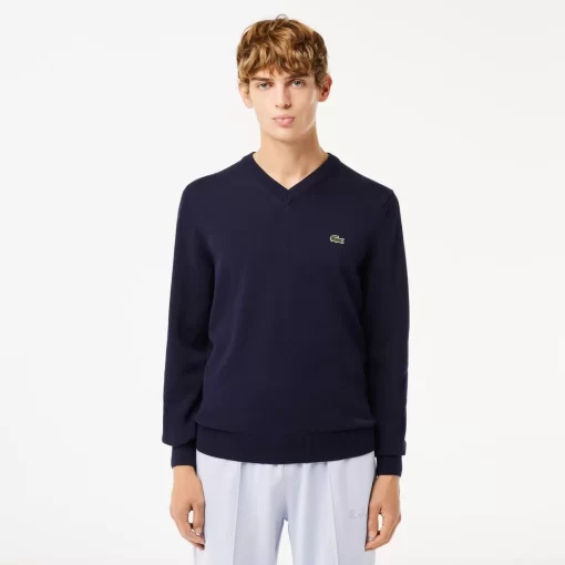 Pull A Col V En Coton Biologique Uni | Lacoste Cheap