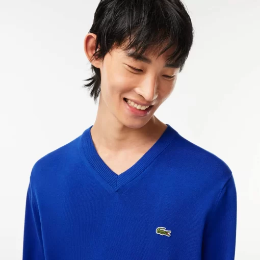 Pull A Col V En Coton Biologique Uni | Lacoste Store