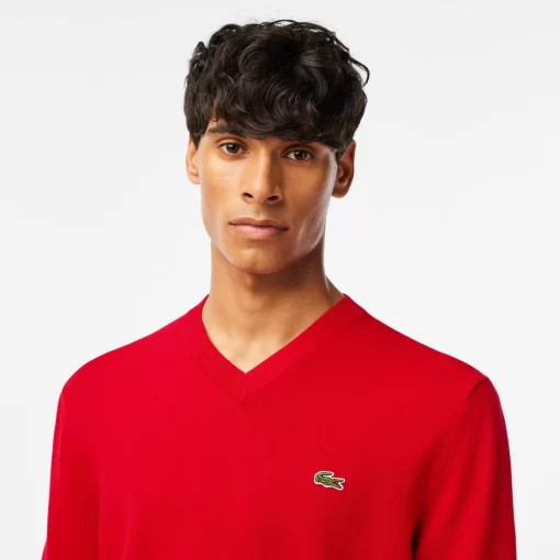 Pull A Col V En Coton Biologique Uni | Lacoste Sale