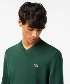 Pull A Col V En Coton Biologique Uni | Lacoste Fashion