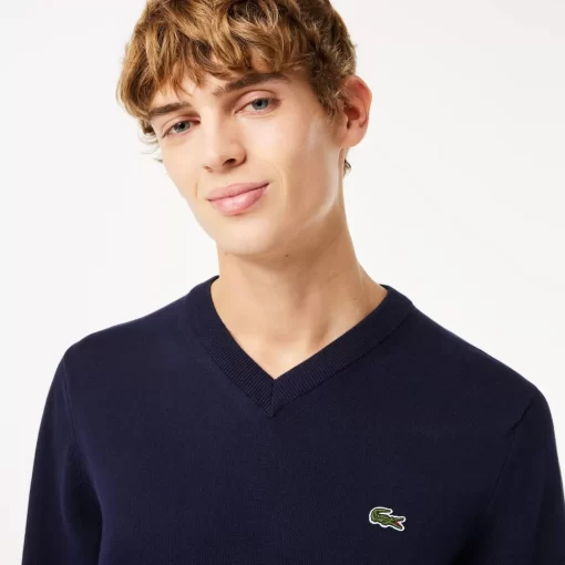 Pull A Col V En Coton Biologique Uni | Lacoste Cheap