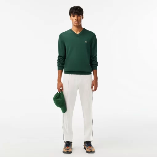 Pull A Col V En Coton Biologique Uni | Lacoste Fashion