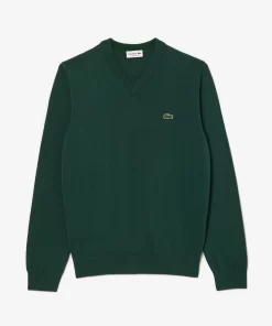 Pull A Col V En Coton Biologique Uni | Lacoste Fashion