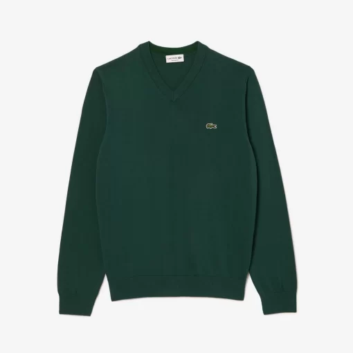 Pull A Col V En Coton Biologique Uni | Lacoste Fashion