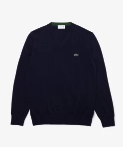 Pull A Col V En Coton Biologique Uni | Lacoste Cheap