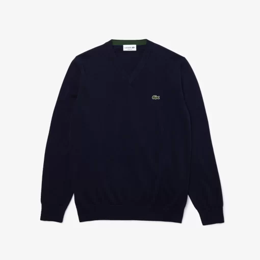 Pull A Col V En Coton Biologique Uni | Lacoste Cheap