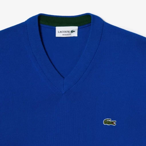 Pull A Col V En Coton Biologique Uni | Lacoste Store