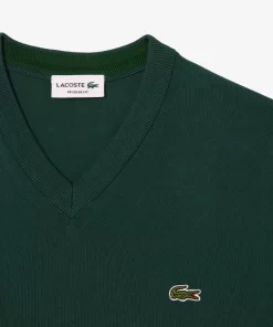 Pull A Col V En Coton Biologique Uni | Lacoste Fashion