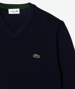 Pull A Col V En Coton Biologique Uni | Lacoste Cheap