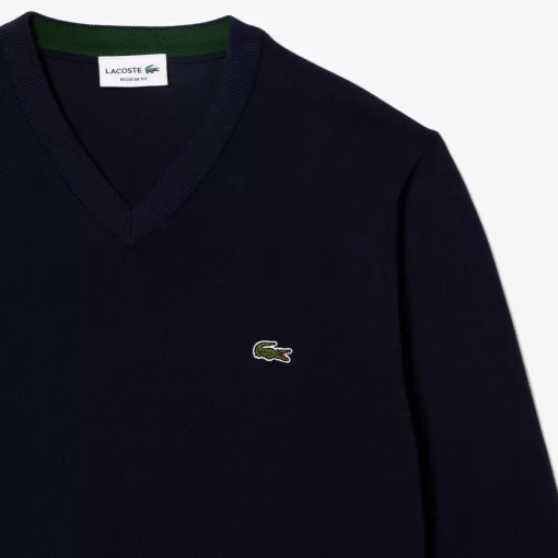 Pull A Col V En Coton Biologique Uni | Lacoste Cheap