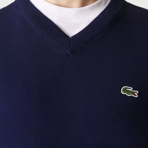 Pull A Col V En Coton Biologique Uni | Lacoste Cheap