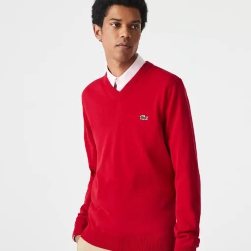 Pull A Col V En Coton Biologique Uni | Lacoste Sale