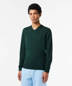 Pull A Col V En Laine Merinos Unie | Lacoste Fashion