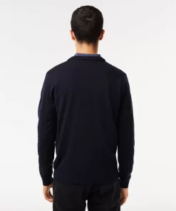 Pull A Col V En Laine Merinos Unie | Lacoste Store