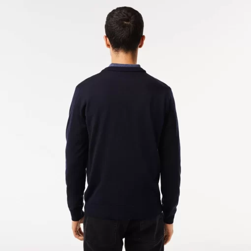 Pull A Col V En Laine Merinos Unie | Lacoste Store