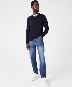 Pull A Col V En Laine Merinos Unie | Lacoste Store