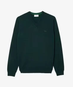 Pull A Col V En Laine Merinos Unie | Lacoste Fashion