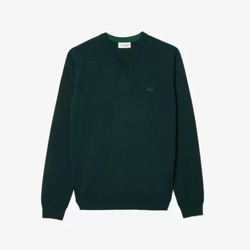 Pull A Col V En Laine Merinos Unie | Lacoste Fashion