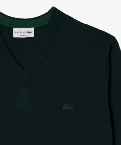 Pull A Col V En Laine Merinos Unie | Lacoste Fashion