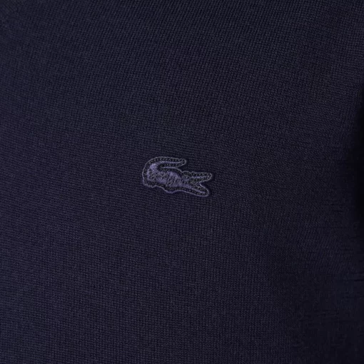 Pull A Col V En Laine Merinos Unie | Lacoste Store