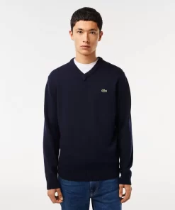 Pull A Col V En Laine Unie | Lacoste Shop